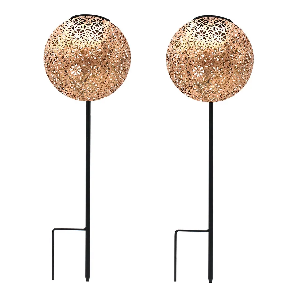 Red Deco Agadir lampe solaire lot de 2 bronze blanc chaud H45 cm