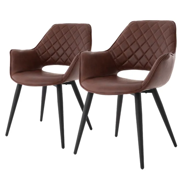 ECD Möbel chaise salle à manger marron lot 2 similicuir