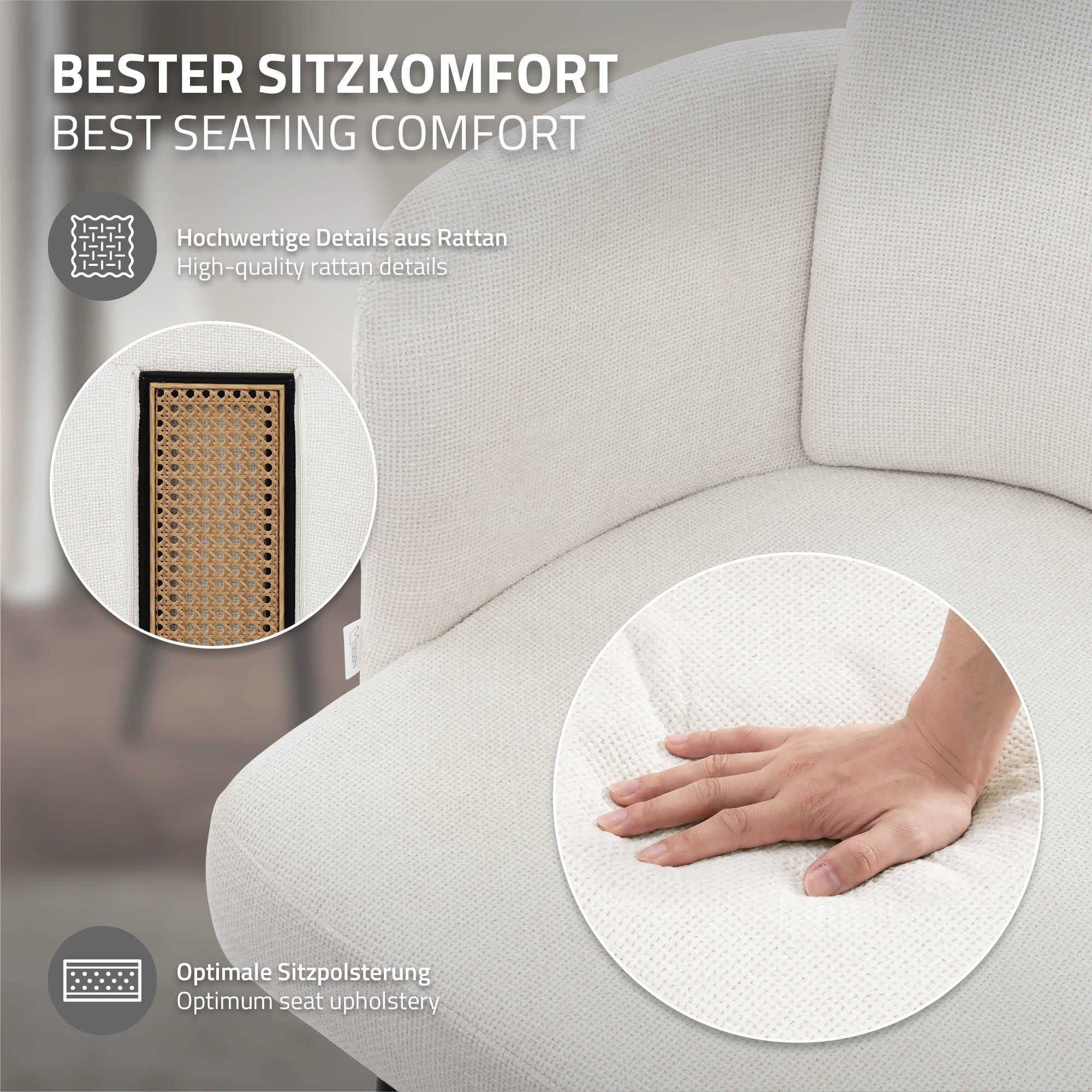 ECD Germany Möbel chaise salle à manger beige 1 pièce accoudoirs