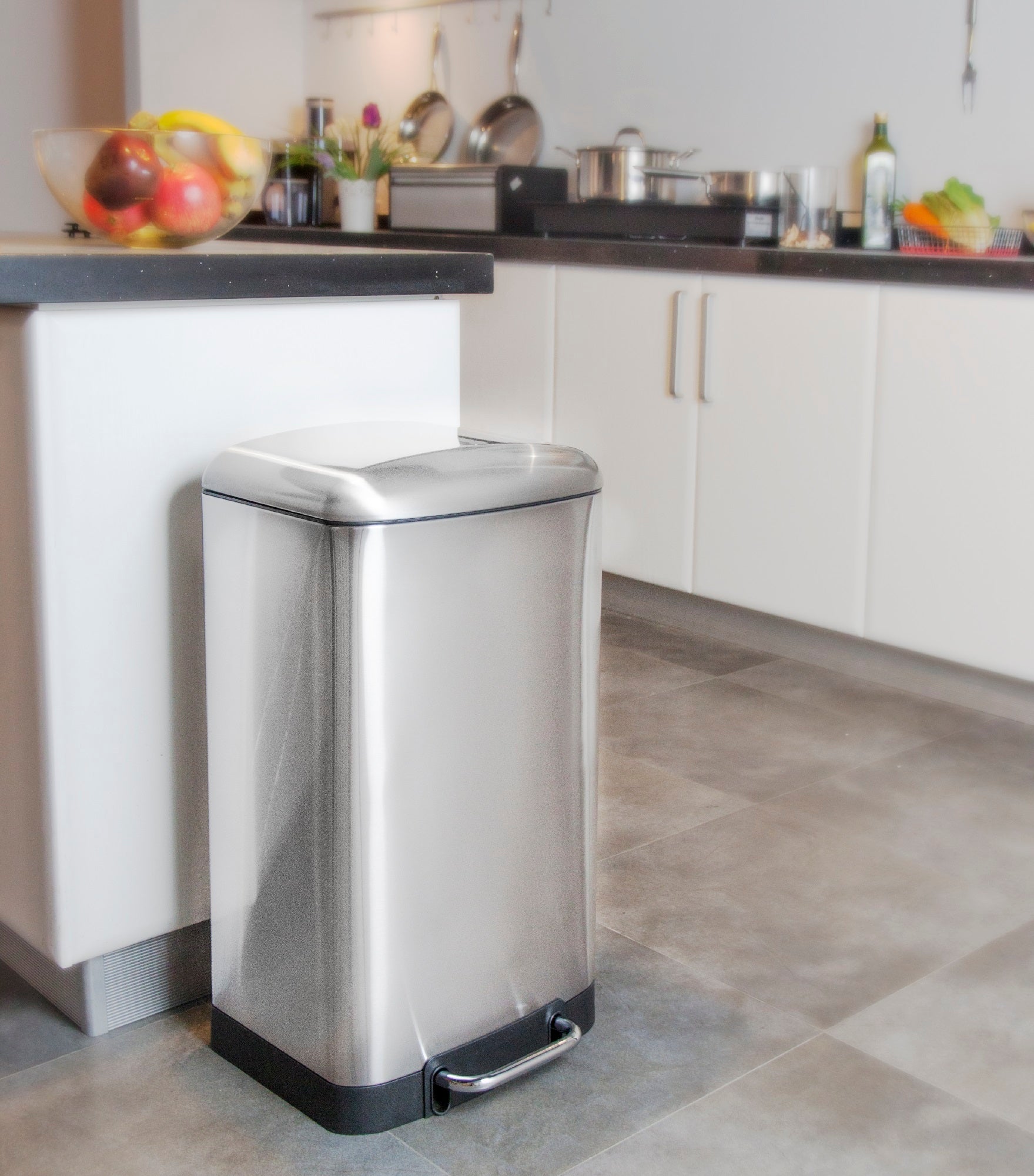 Red Deco Greenwich poubelle cuisine pédale inox 30L