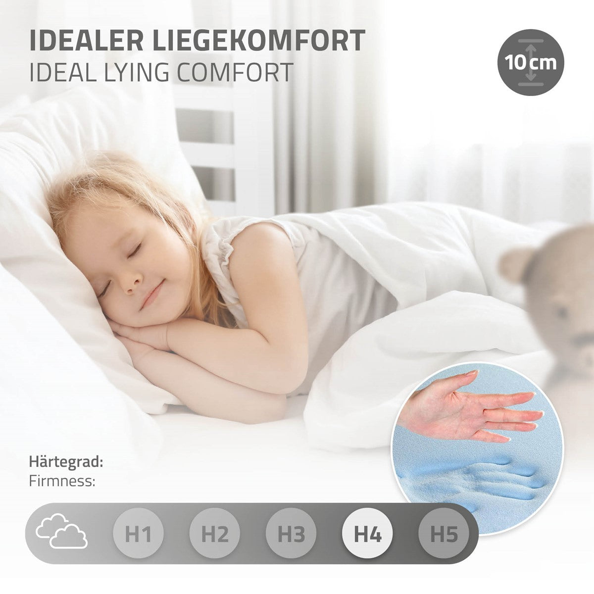 ECD Germany Kinder Lit Cabane 70x140 cm Blanc + Matelas