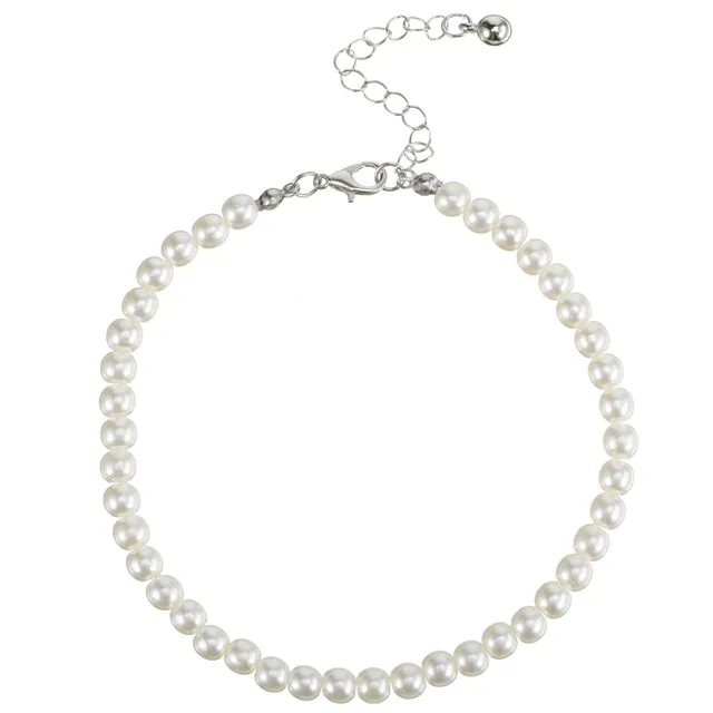 Milisten Festival bracelet cheville perles blanches 25-30 cm femme