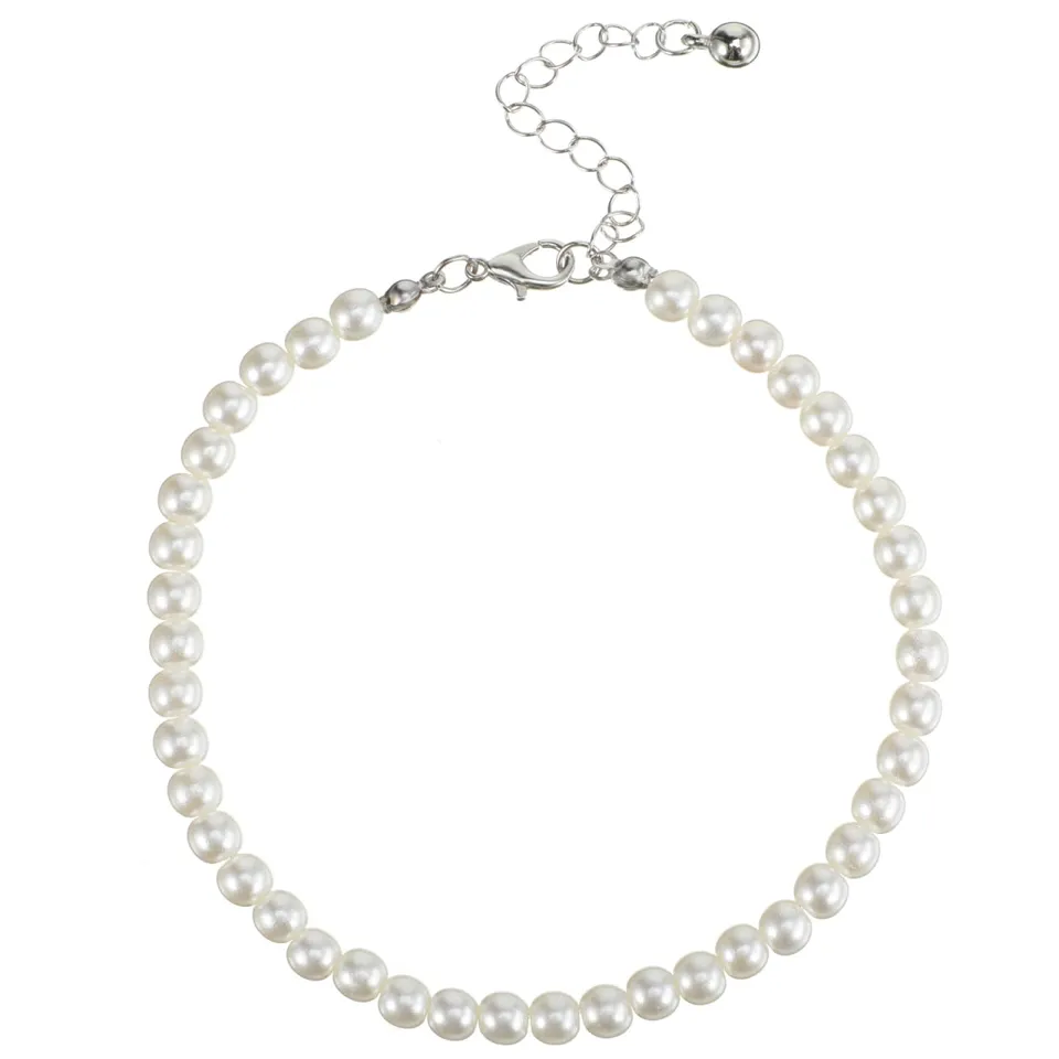Milisten Festival bracelet cheville perles blanches 25-30 cm femme