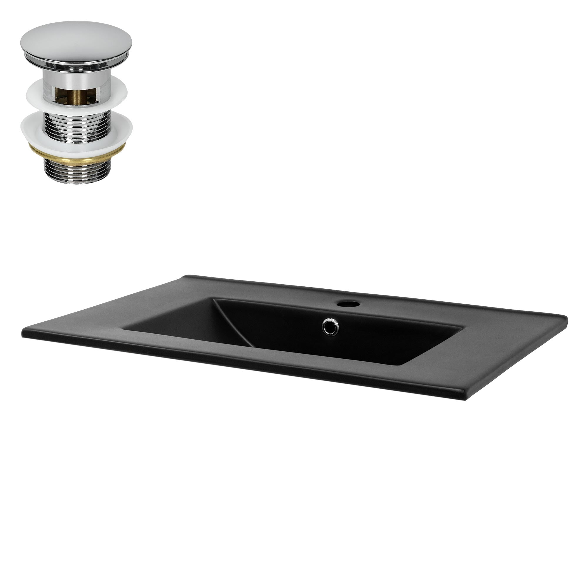 ML-Design 71 cm vasque noir mat céramique avec trop-plein