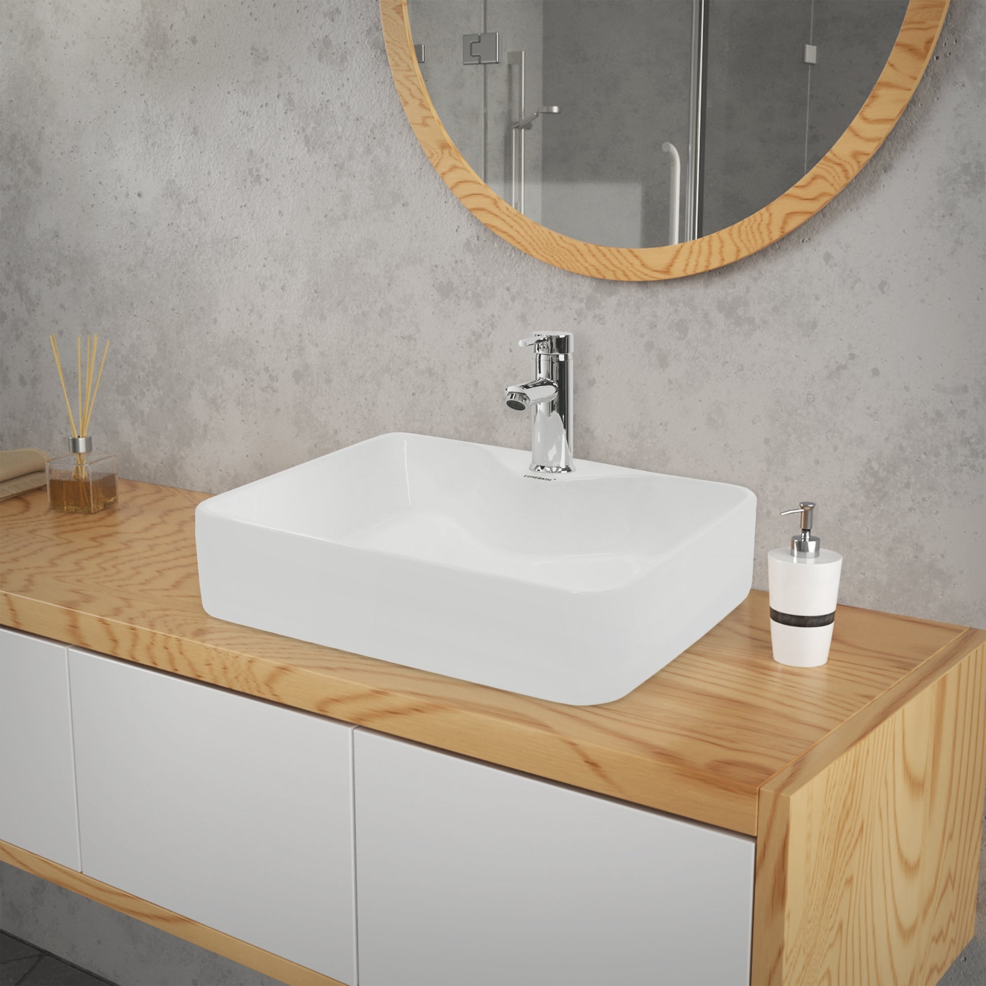 LuxeBath vasque à poser blanche 48x38 cm céramique avec bonde
