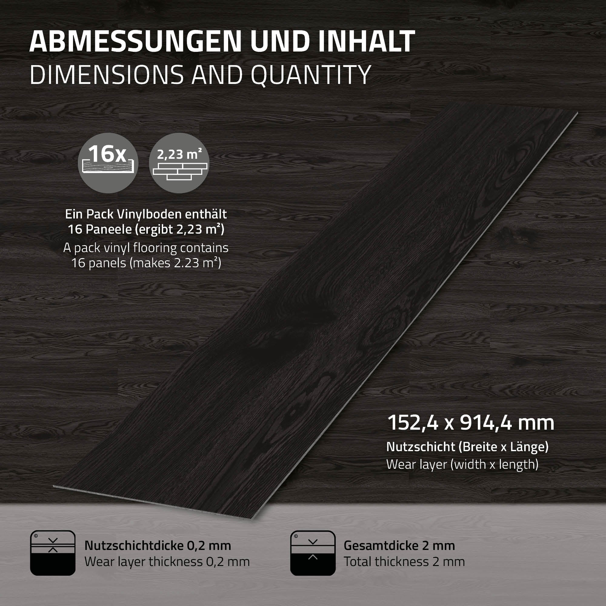 ECD Germany Bauen sol vinyle chêne gris foncé 2,23 m²