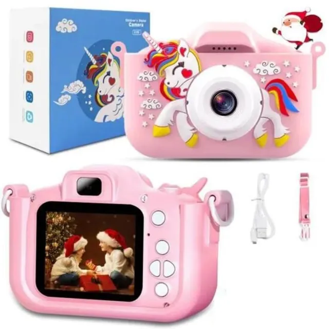 UNICAM Appareil Photo Enfant Licorne Rose 20MP 1080P