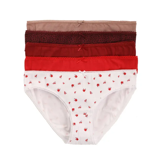 Stokomani Mode Lot de 5 slips coton rouge taille L