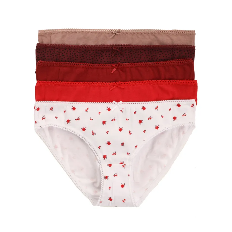 Stokomani Mode Lot de 5 slips coton rouge taille L