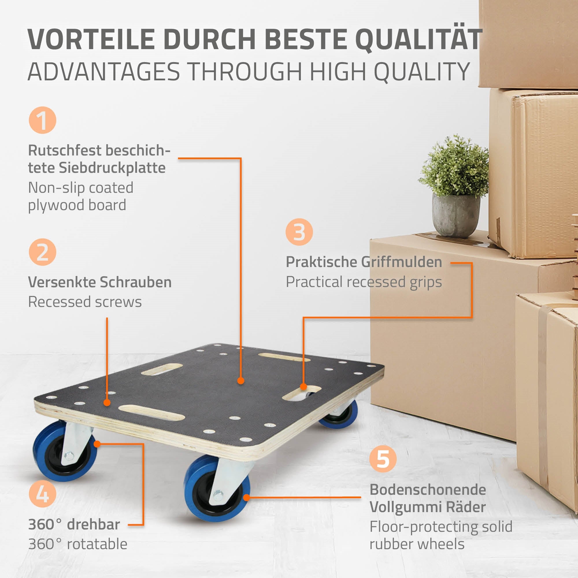 ECD Germany plateau roulant 40x60 multiplex 800 kg lot de 2