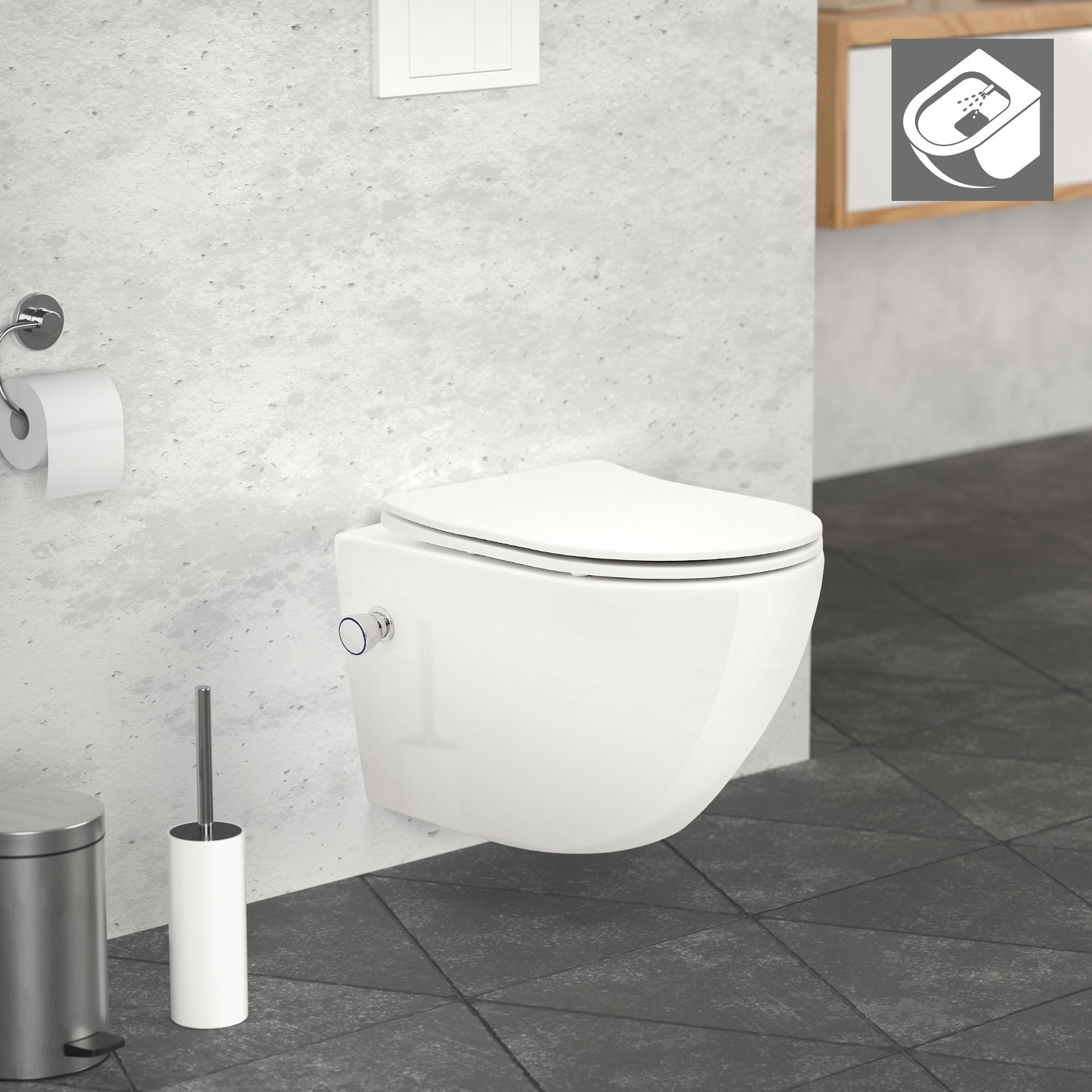 ECD Germany Sanitär LuxeBath WC suspendu sans bride bidet céramique