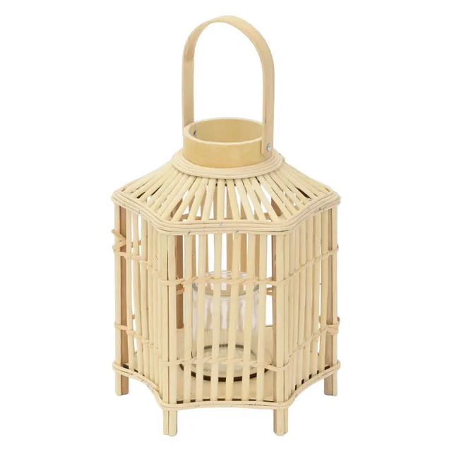 ECD Germany Garten Lanterne Bambou 45 cm avec Verre