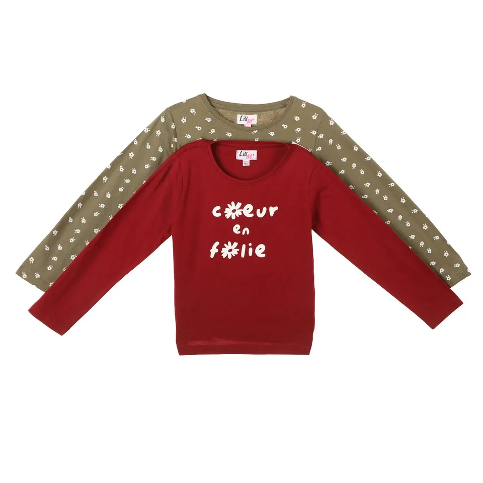 Stokomani Basic lot 2 tee-shirts enfant rouge coton