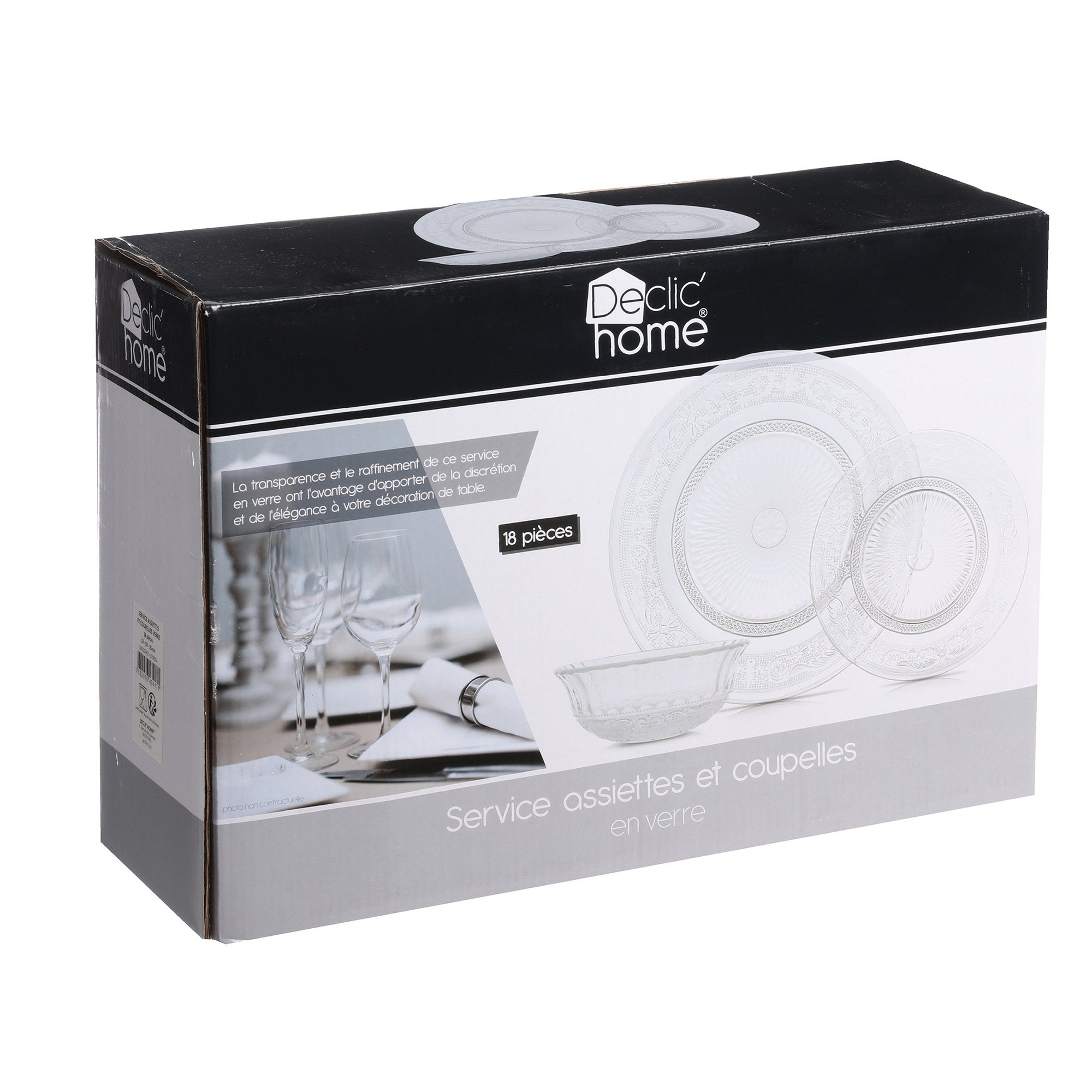 Stokomani Maison Service 18 pièces verre assiettes