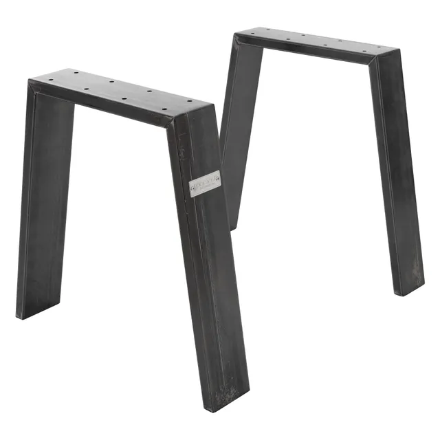 ML-Design pieds table trapèze acier noir 75x72 cm lot de 2