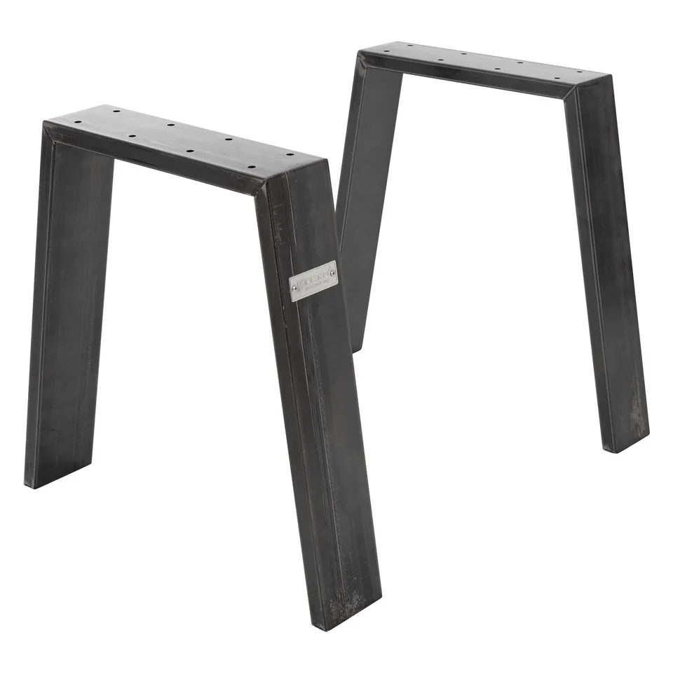 ML-Design pieds table trapèze acier noir 75x72 cm lot de 2