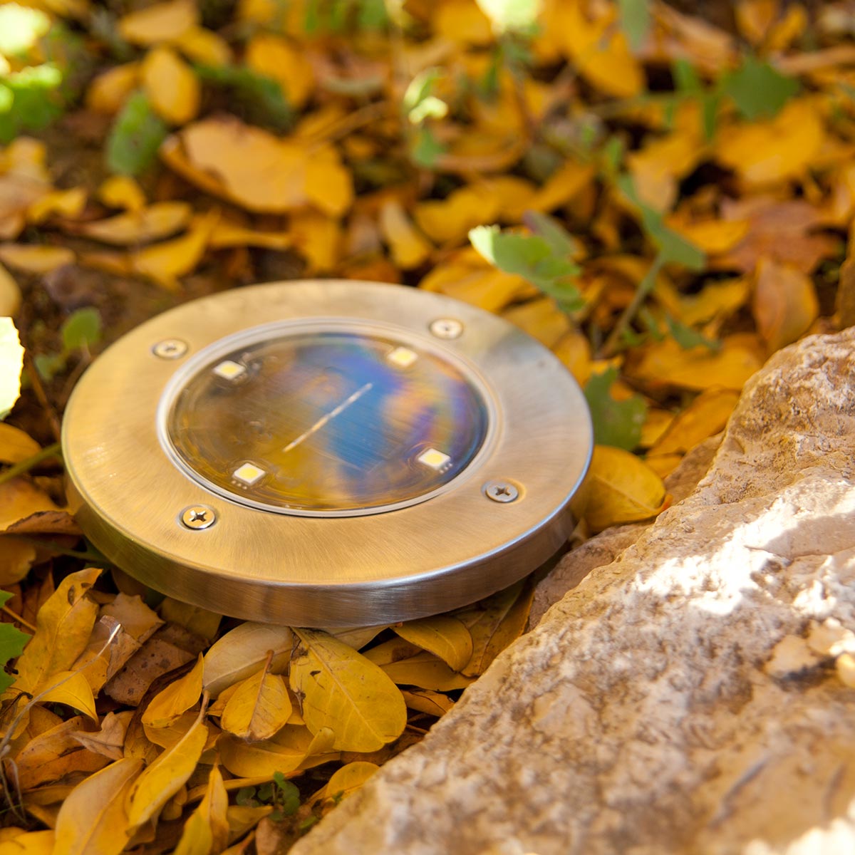 Red Deco Decky spots solaires x8 inox rond LED blanc 12cm