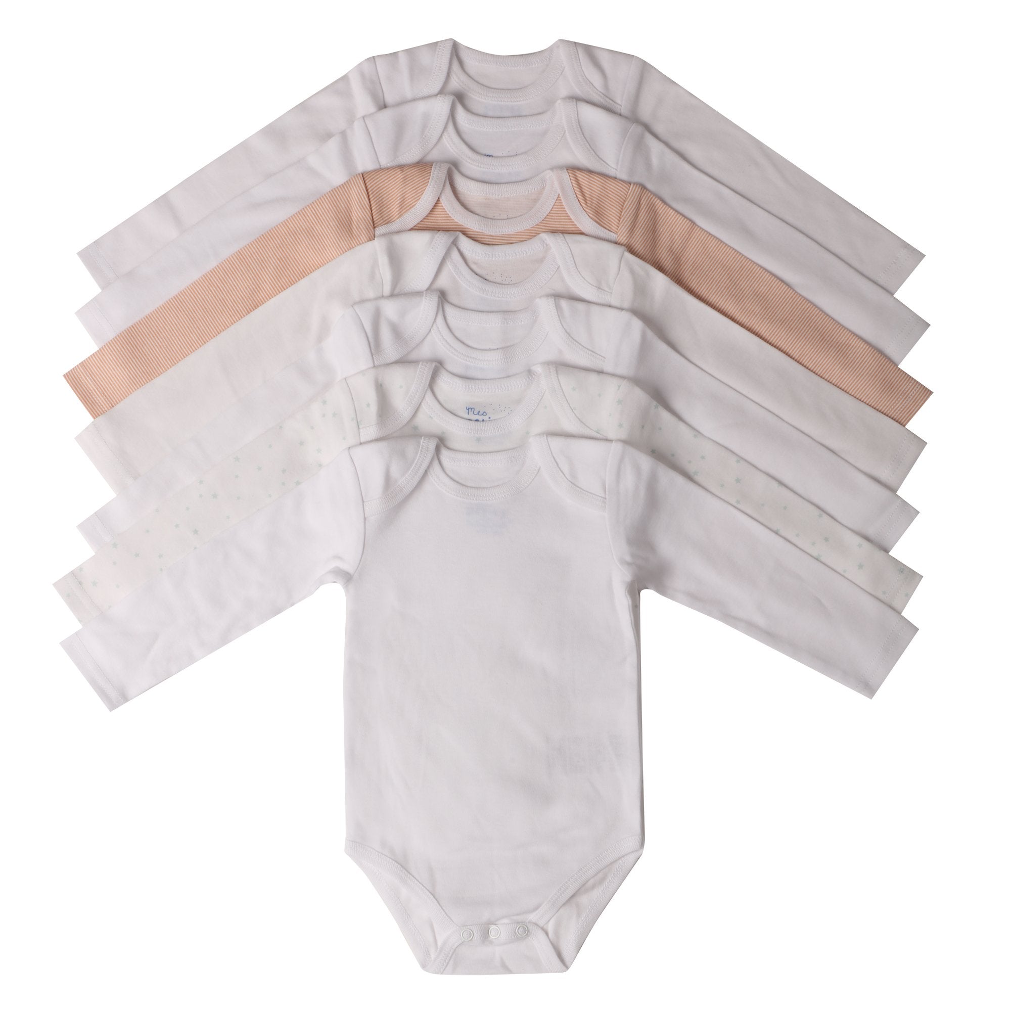 Stokomani Lot 7 bodies bébé blanc 3/23 mois