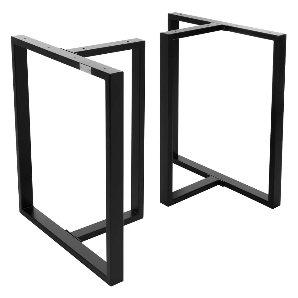 ECD Germany Möbel Lot 2 Pieds de Table T Noir 60x72 cm