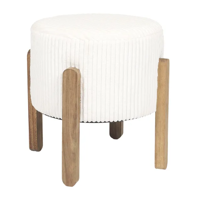 Stokomani Maison Tabouret côtelé Scott beige 35,5 cm appoint
