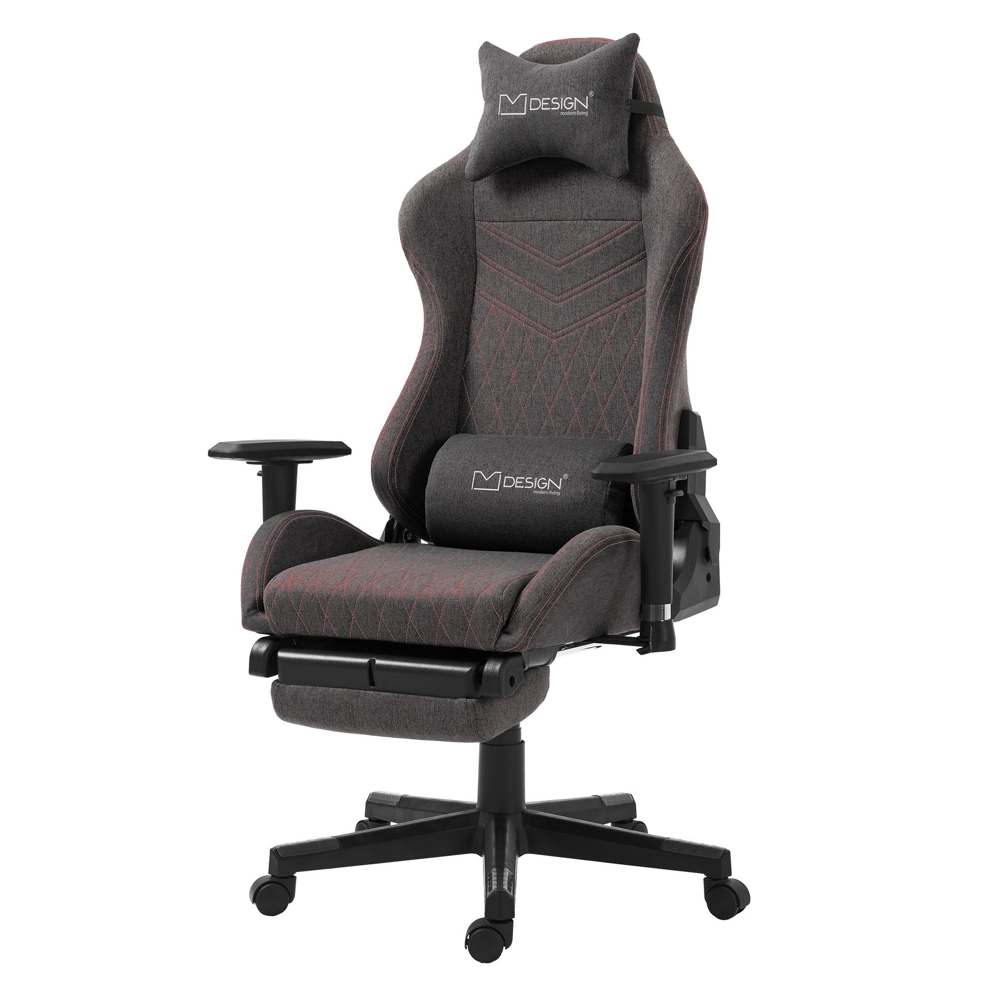 ECD Germany Möbel chaise gaming tissu gris rouge 150 kg