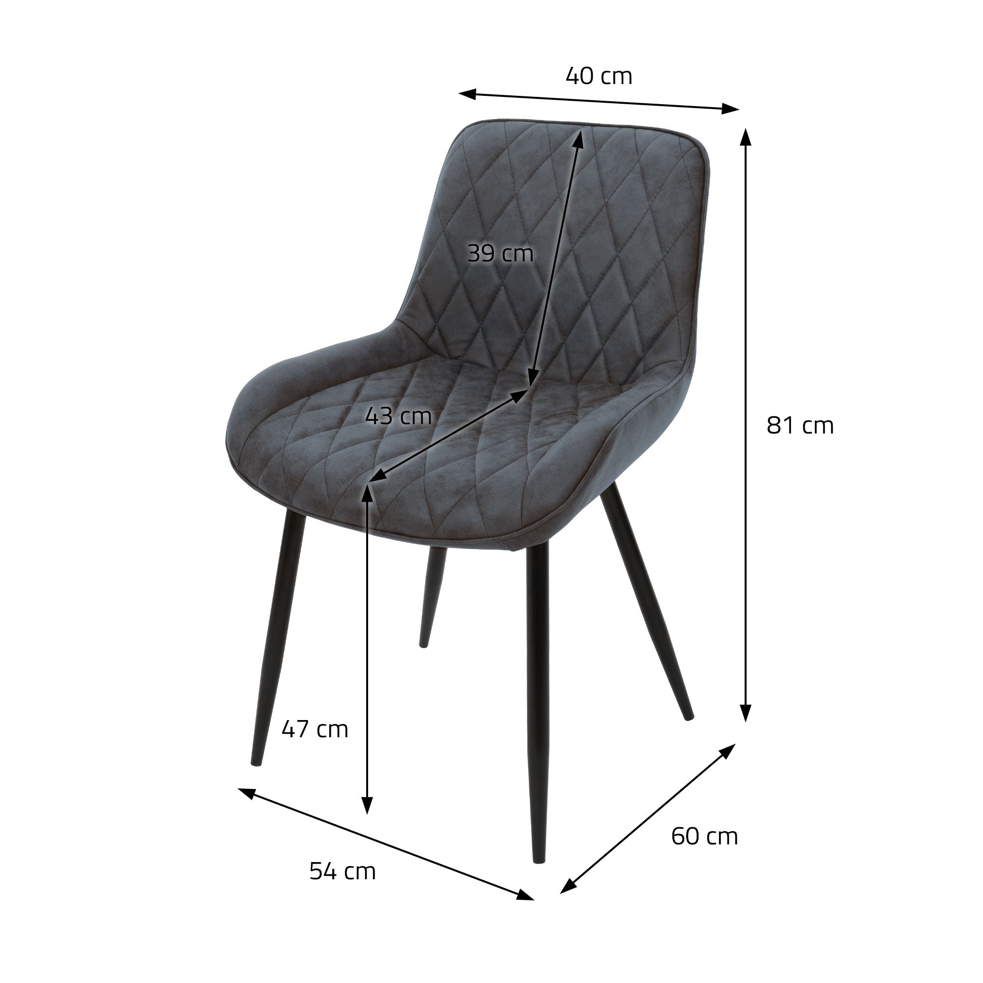 ECD Germany Möbel lot 6 chaises anthracite similicuir losange