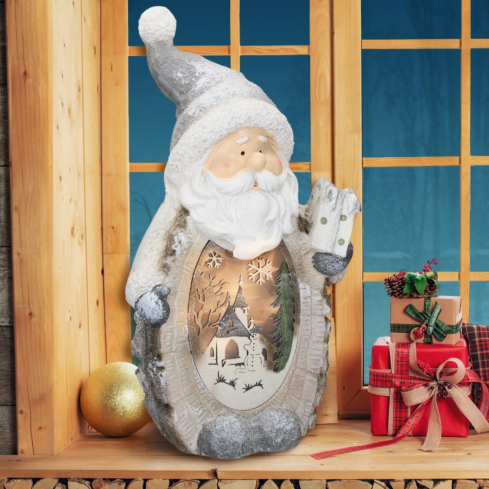ECD Germany Père Noël LED 52 cm polyrésine lumineux