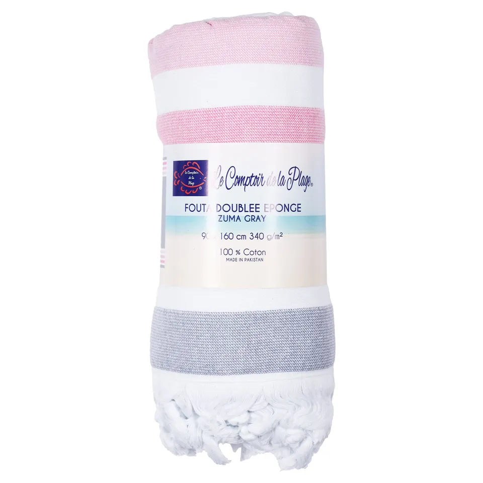 Stokomani Fidji fouta dos éponge rose 100% coton
