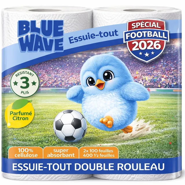 Stokomani Maison essuie-tout football citron 4 rouleaux