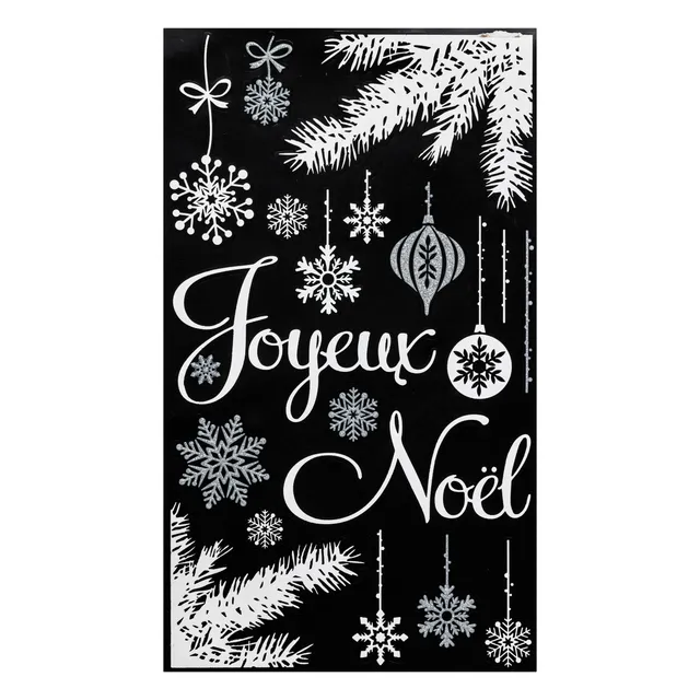 Stokomani sticker Noël paillettes argentées 24x41 cm