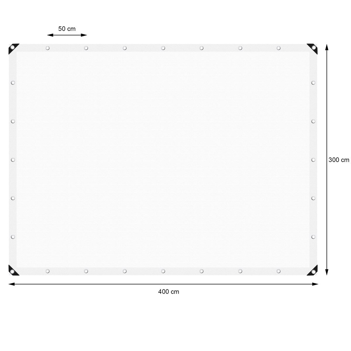 ECD Garten bâche blanche 3x4 m 180g/m² PE à œillets