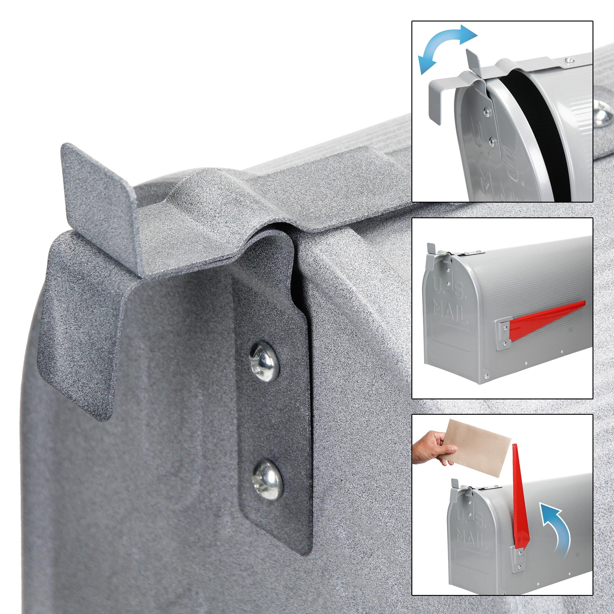 ML-Design Mailbox US boîte aux lettres gris alu + support
