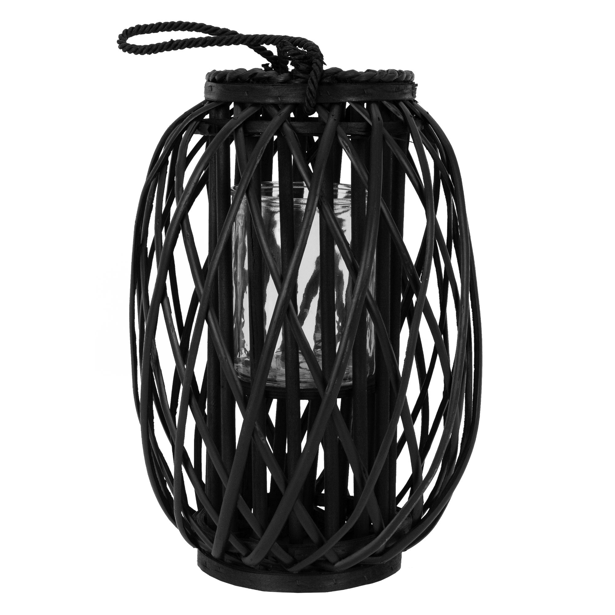ECD Germany Lanterne rotin marron 40 cm photophore verre