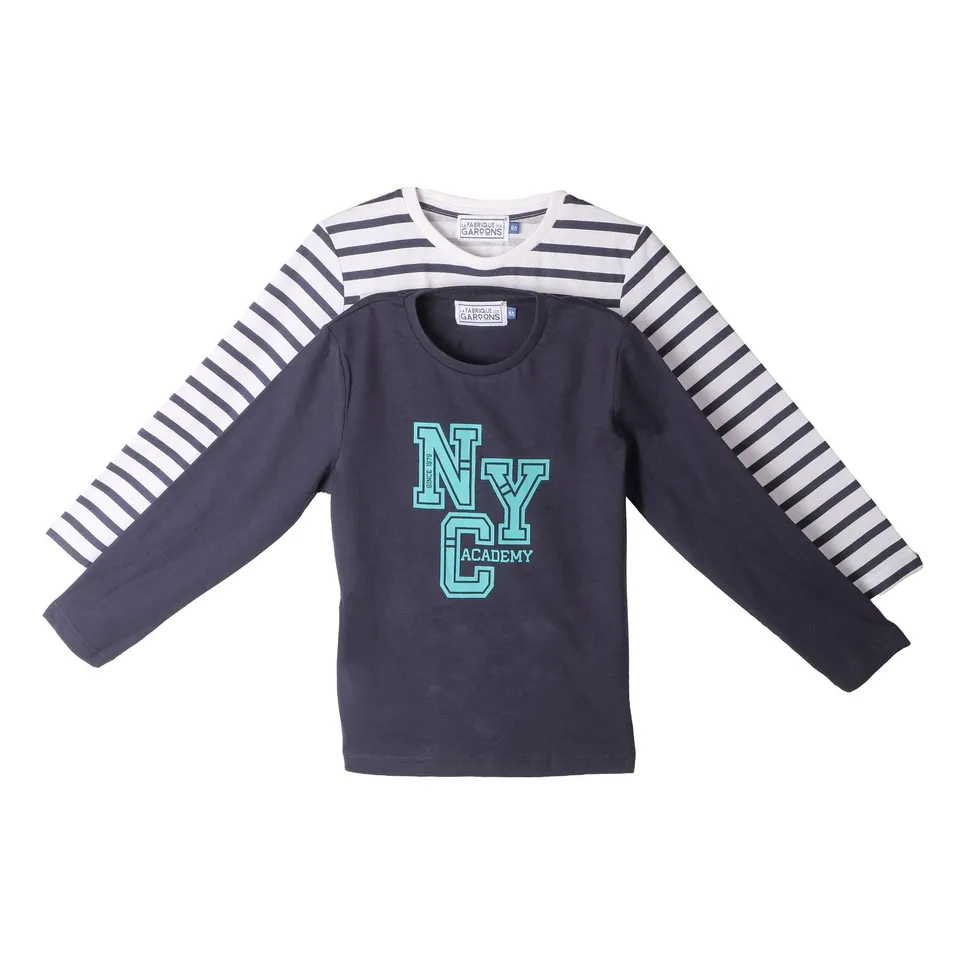 Lot 2 tee-shirts enfant bleu foncé coton 08A
