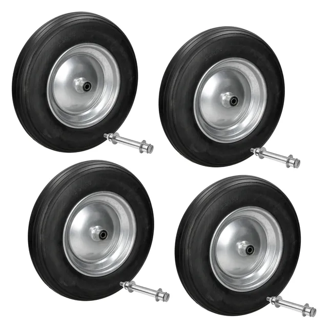 ECD Germany Garten lot 4 roues brouette PU 3.50-8 noir increvable