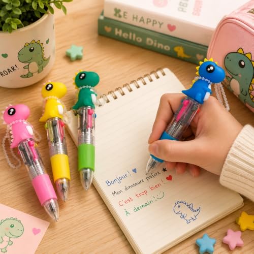 Shop-Story Loisirs Mini Stylos Dinosaure 10 cm lot 4 rétractables