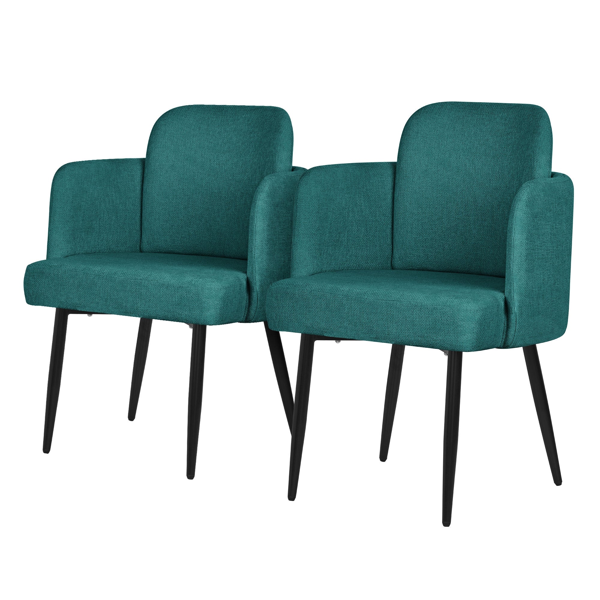 ECD Germany ML-Design Chaise rembourrée pétrole métal lot de 2