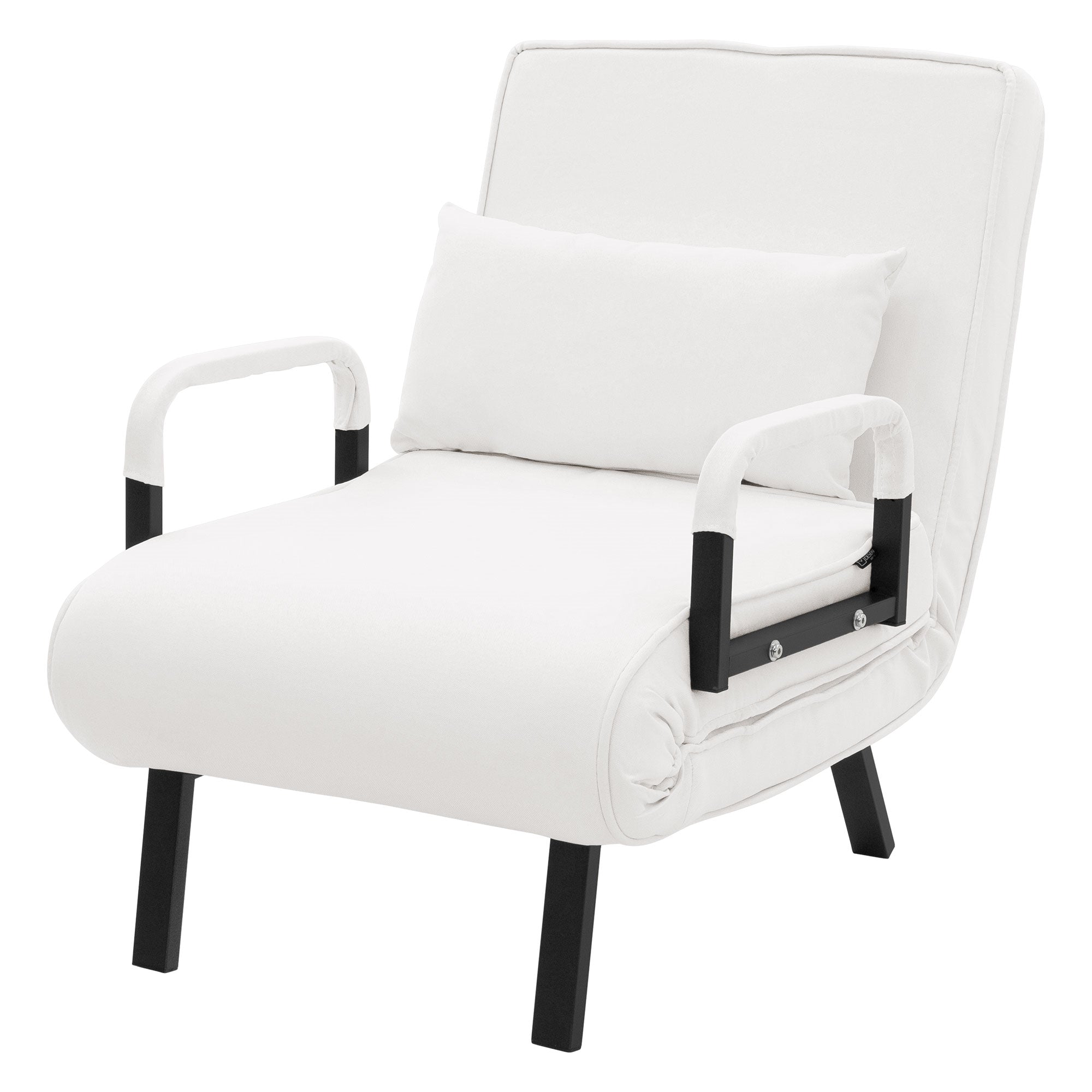 ECD Germany Meuble fauteuil-lit blanc 186x60 cm chenille acier