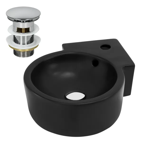 ECD Germany Sanitaire vasque céramique noire 45x36 cm + bonde
