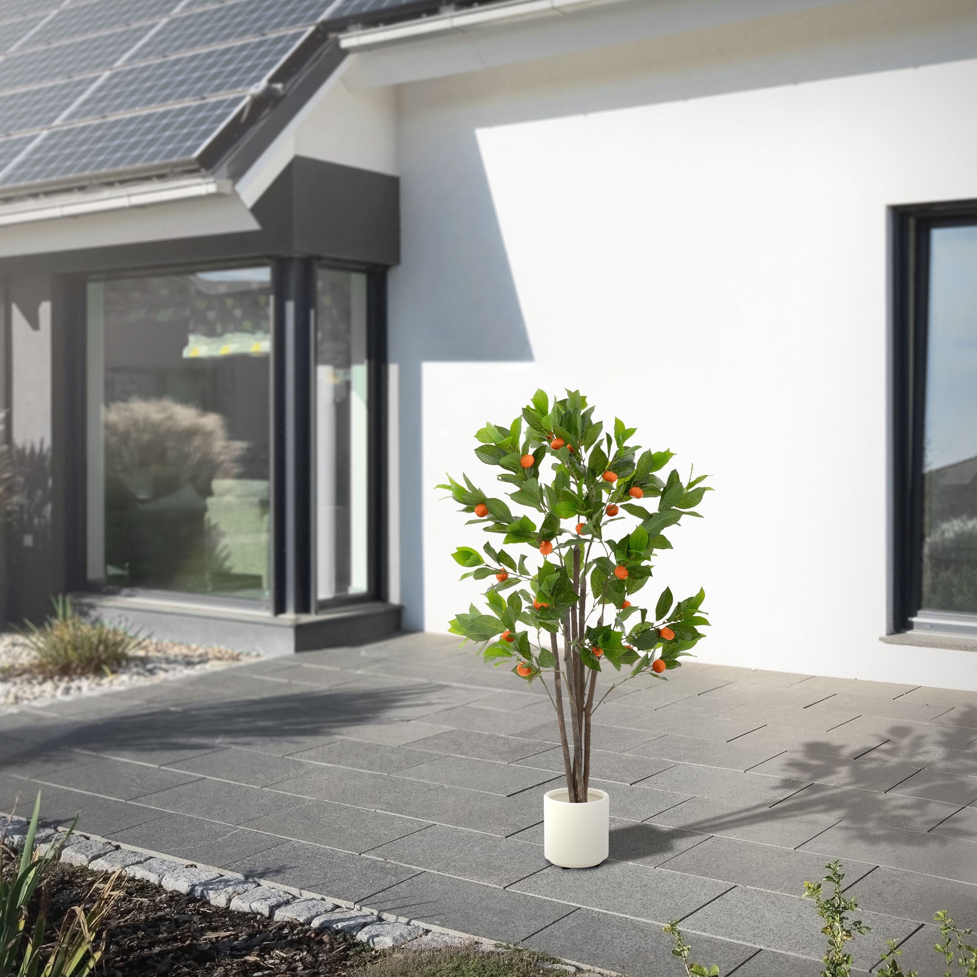 ECD Germany Haus Oranger artificiel 130 cm avec fruits et pot