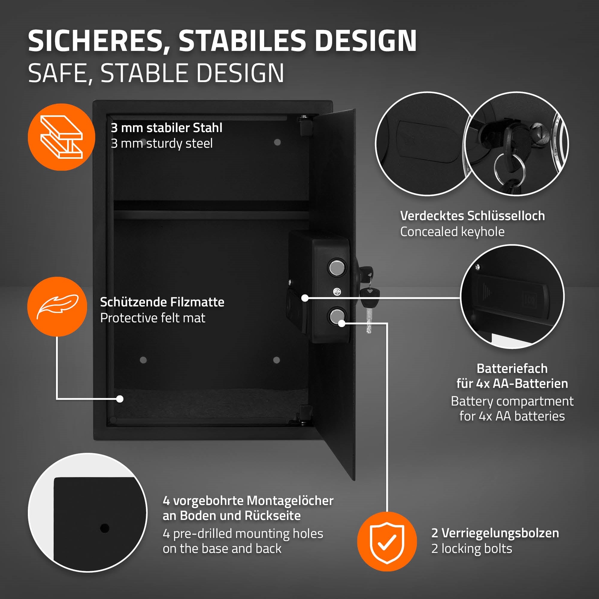ECD Germany Haus coffre-fort acier 43 L code électronique
