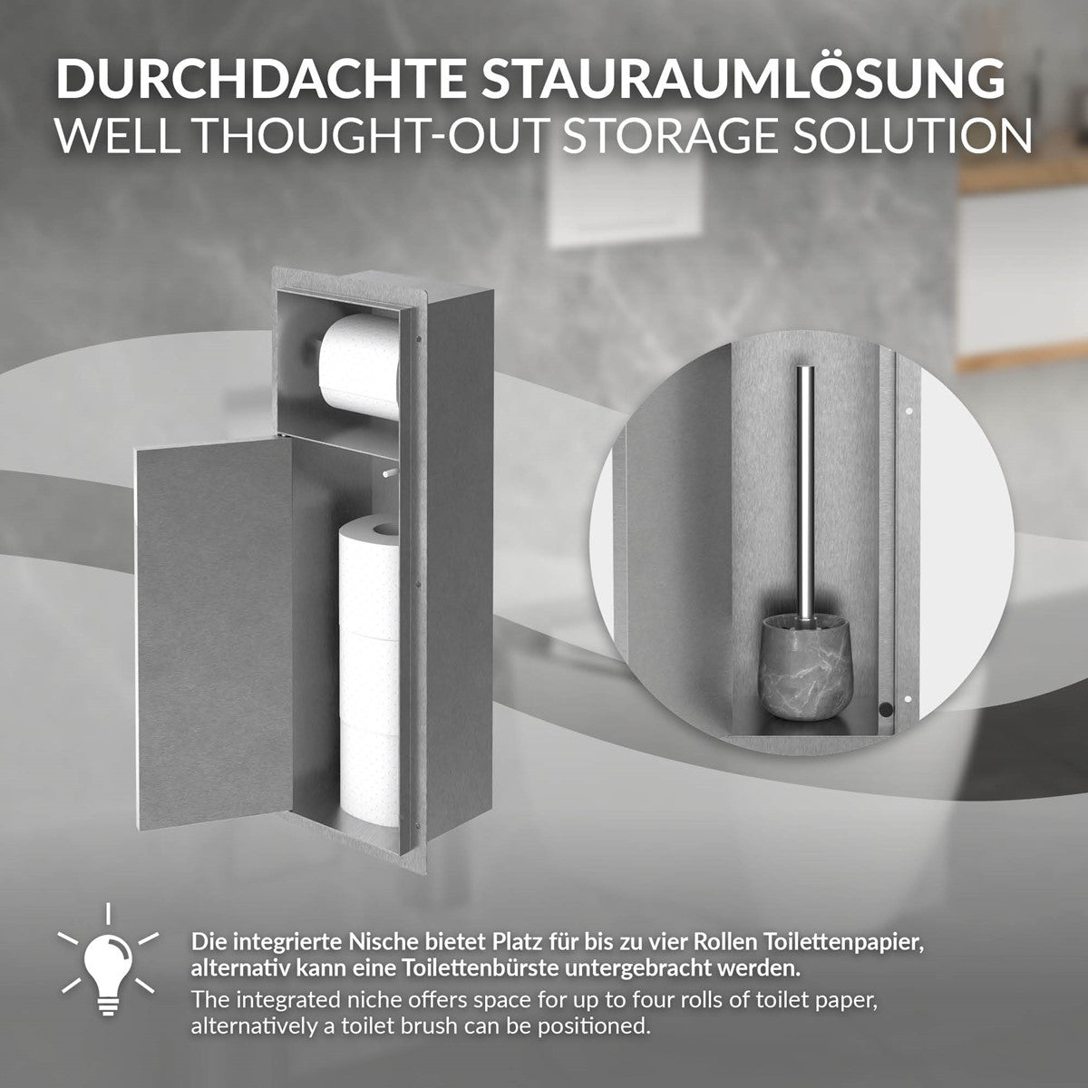 LuxeBath module WC encastré inox carrelable 60x20 cm noir