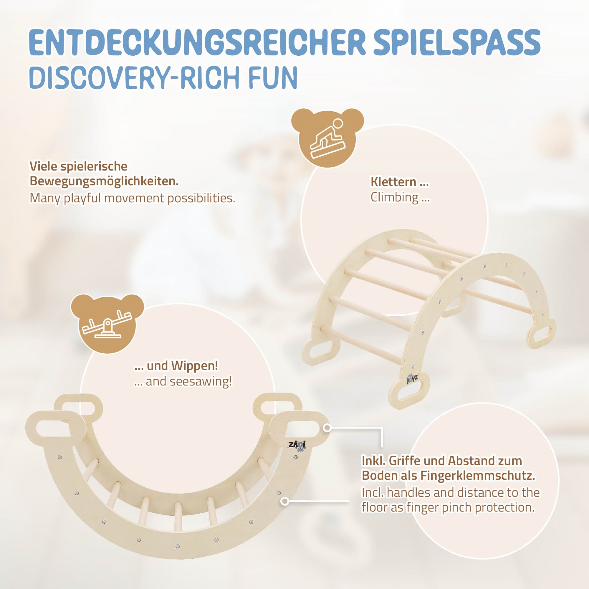 ECD Germany Kinder arche d'escalade bois 89x52x45,5 cm