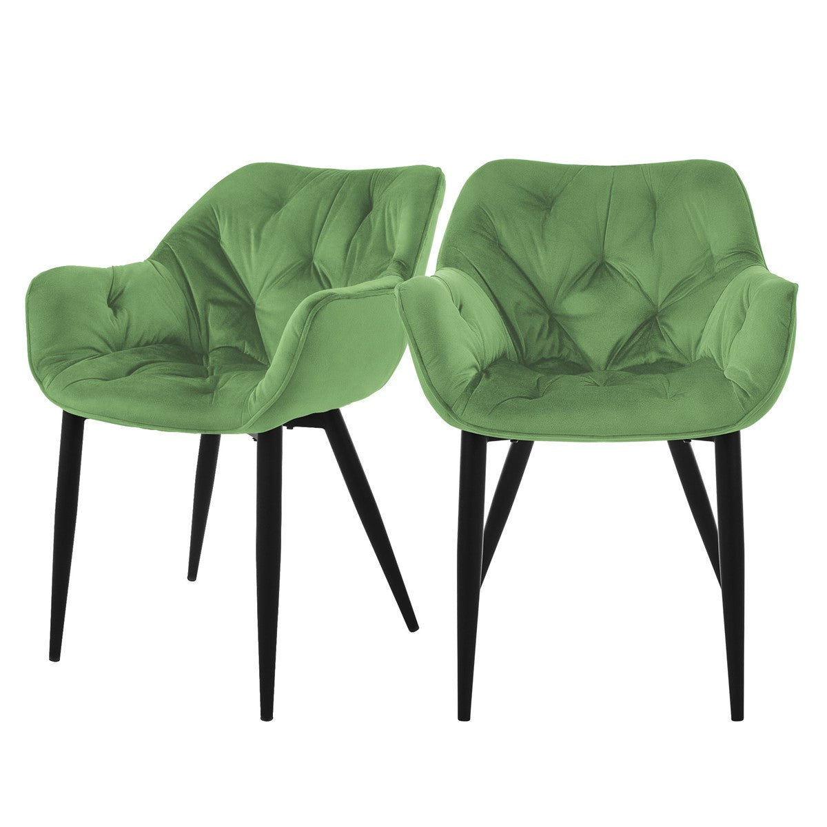 ECD Germany Chaise salle à manger Sauge Velours Lot de 2 Matelassée