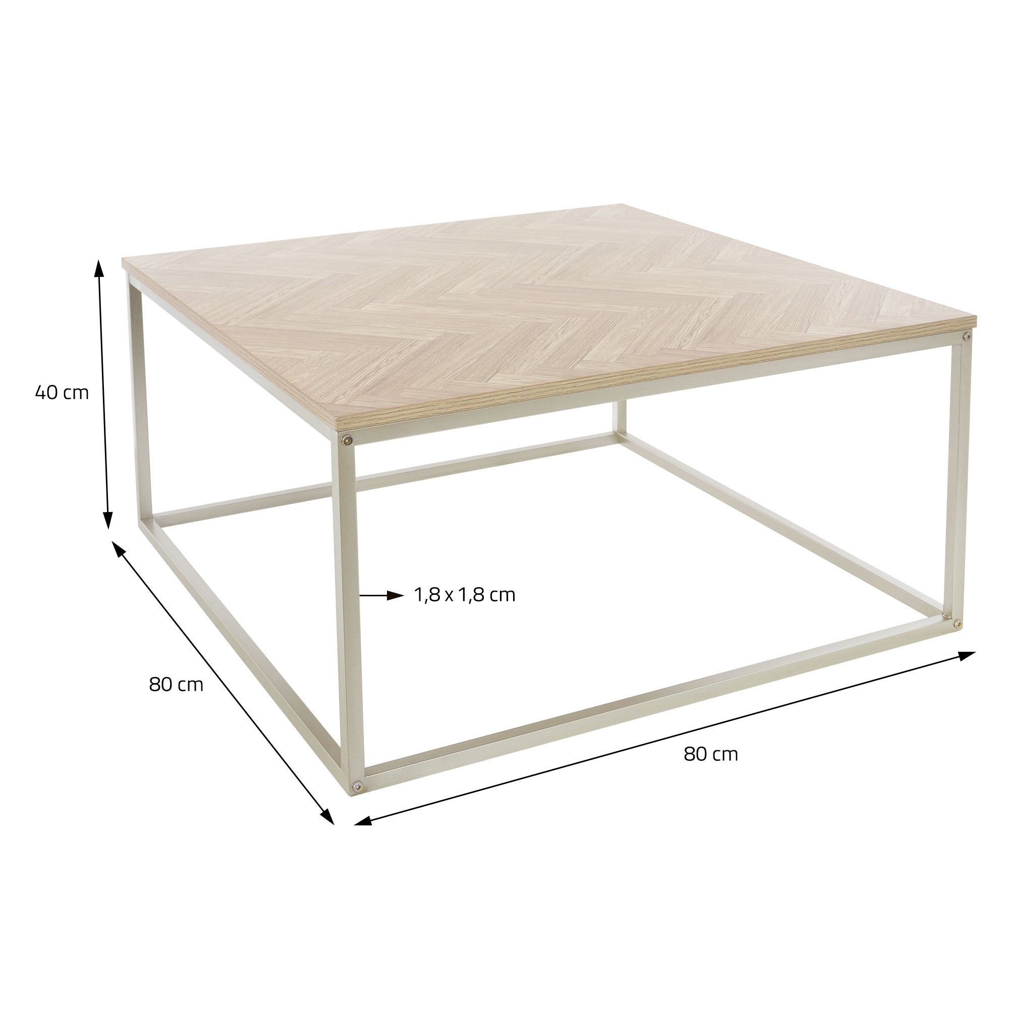 ECD Germany ML-Design table basse chêne 80x80 chevrons B-Ware