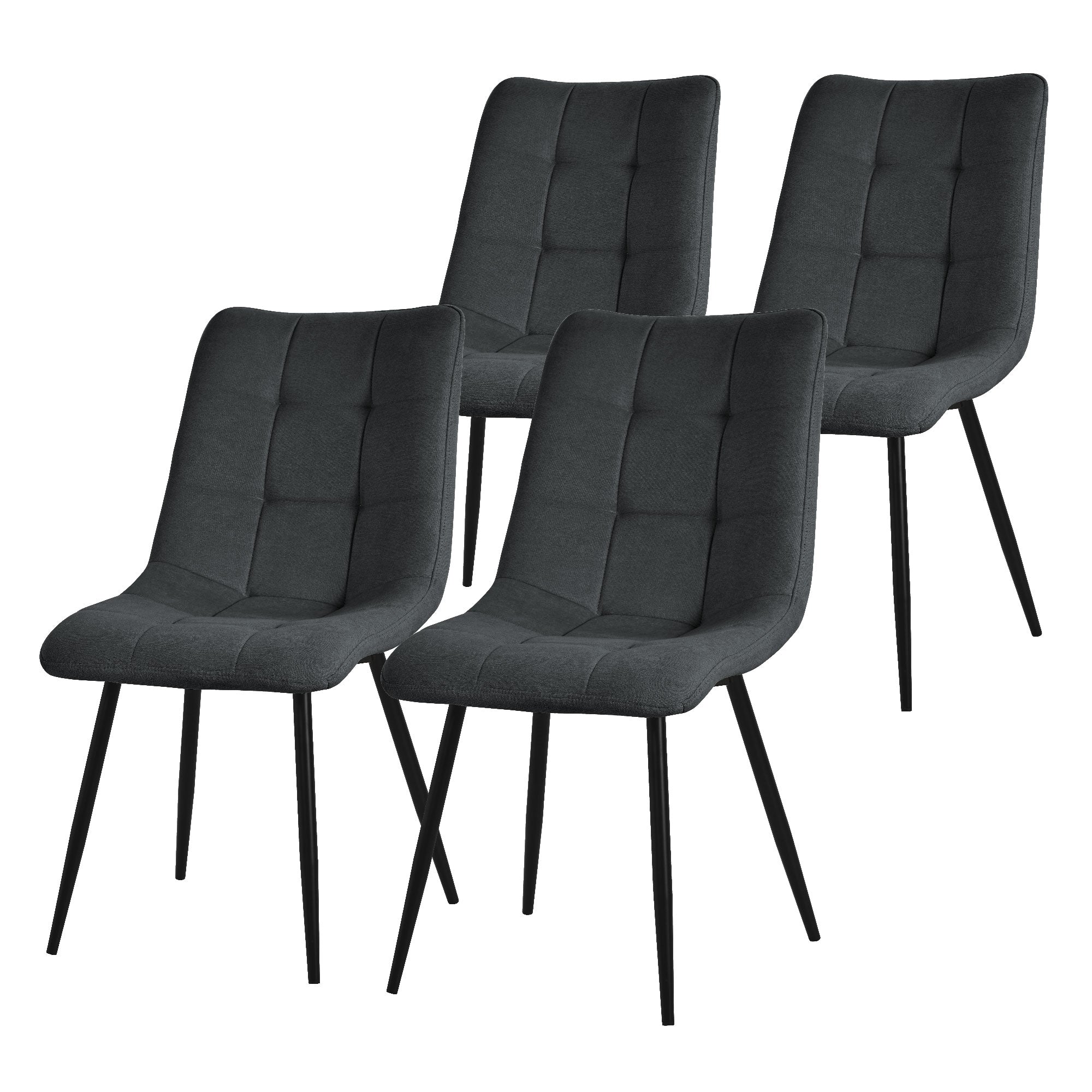 ECD Germany chaise salle à manger tissu anthracite lot 2 pieds acier