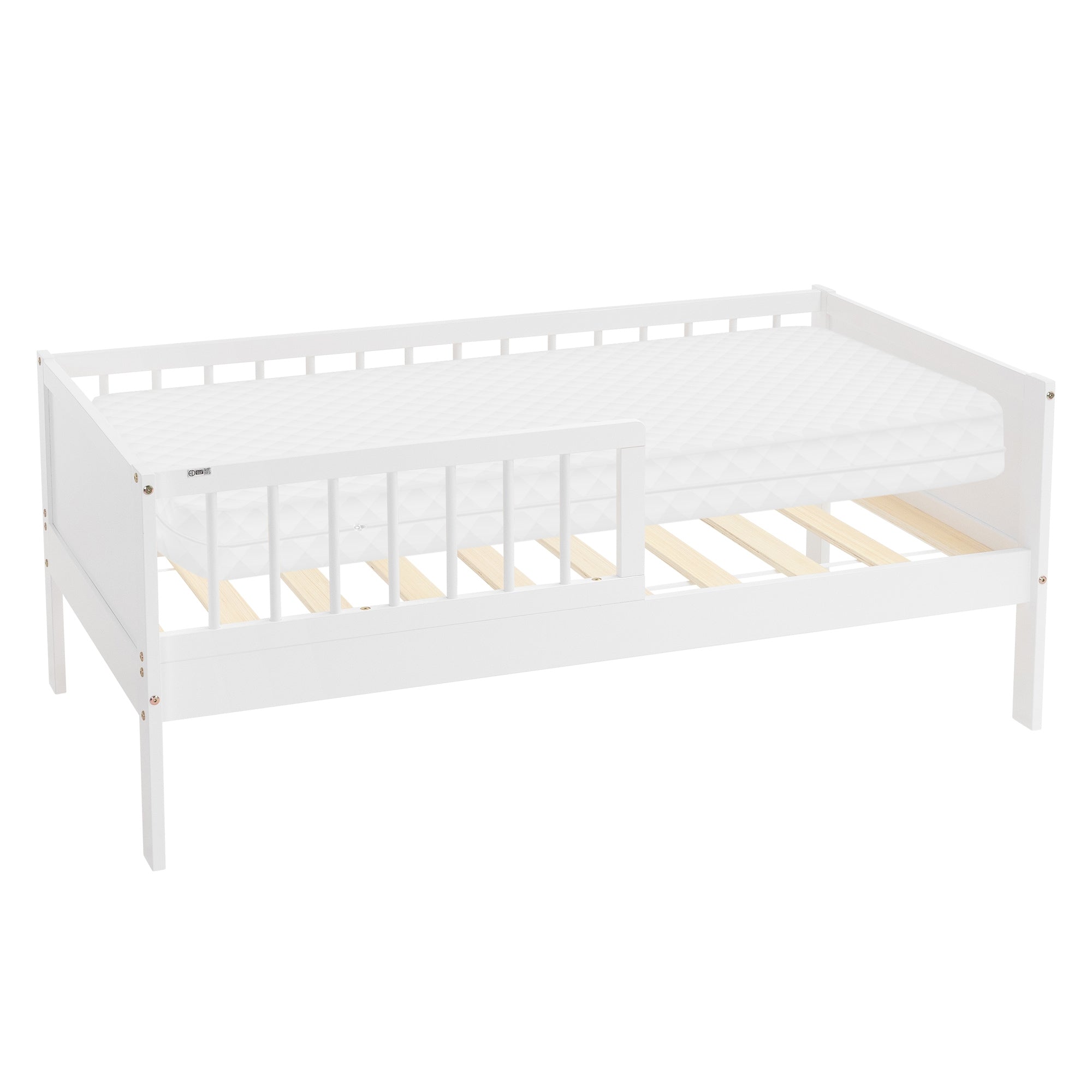 ML-Design Lit enfant 70x140 blanc pin + matelas + barrière