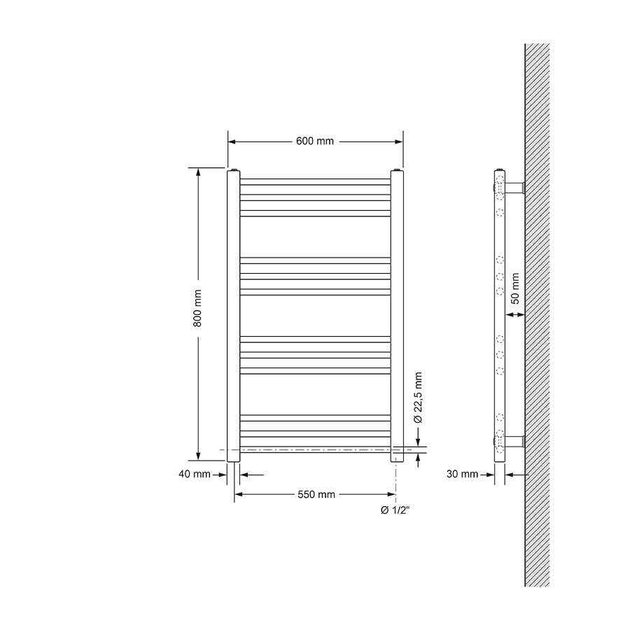 ECD Germany Heizungen Sahara Radiateur bain 600x800 blanc droit