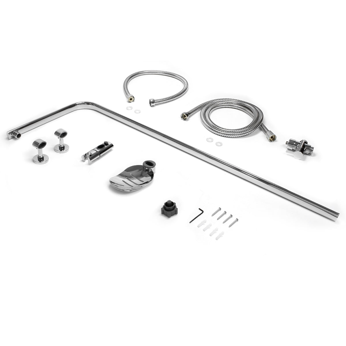 ECD Germany Sanitär Barre douche 105 cm chromé ovale sans tête