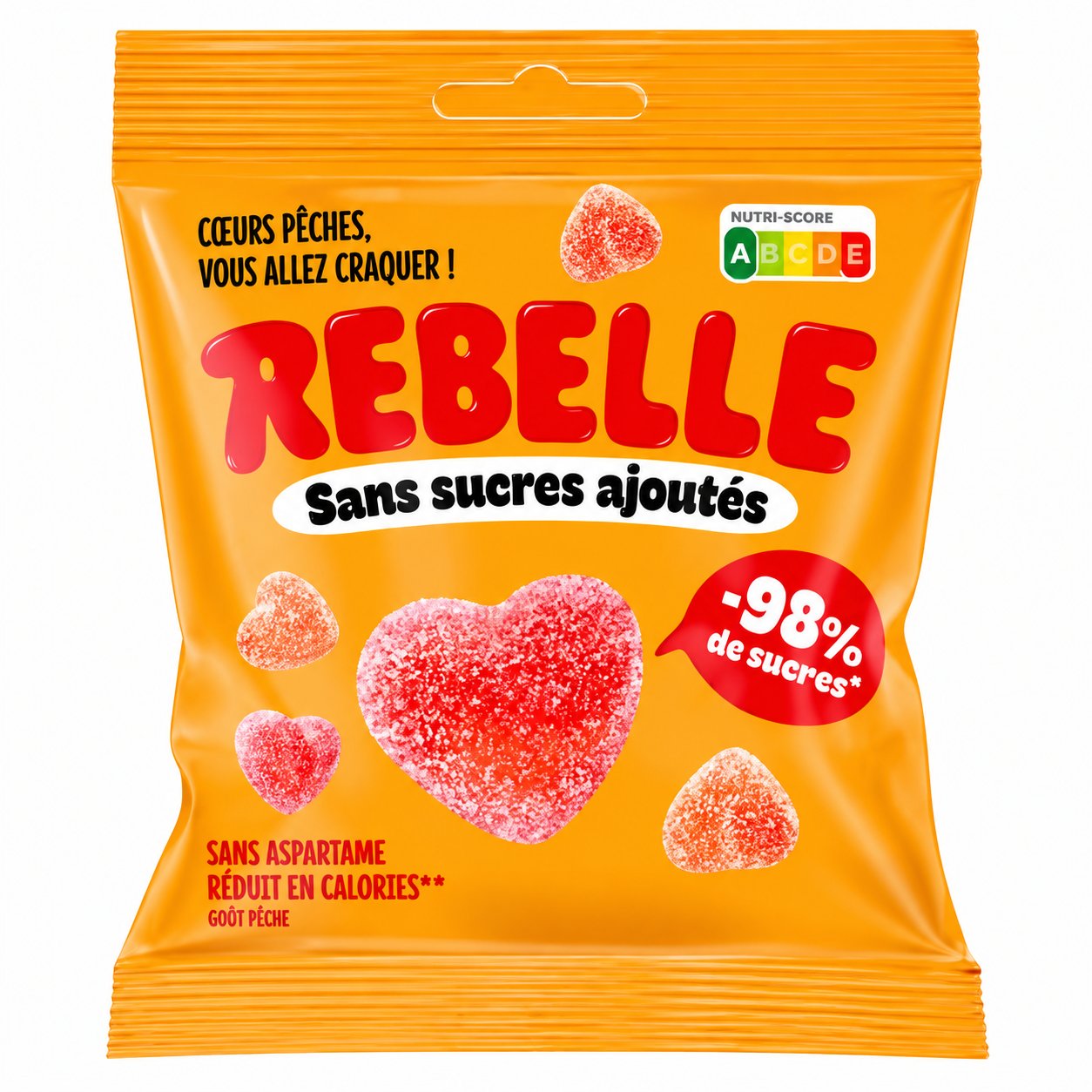 Rebelle bonbon cœur pêche acidulés goût pêche